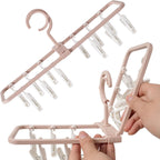 Foshine Clothes Drying Racks 2 Pack Small Folding Portable Underwear Hangers with 12 Clips 360° Rotatable Hook for Socks Drying Towels Bras Baby Clothes Gloves Plast 3 pcs Traceless Hook.