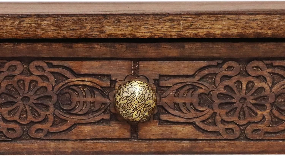 COTTON CRAFT Solid Wood Console Table - Hand Carved Accent Sofa Table | Antiq...