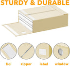 SpaceAid 12 Pack Bed Sheet Organizers and Storage, Foldable Organizer for Linen Closet, Set Folder Keeper With Window XL (Queen & King Size) Bedding Container (Beige)
