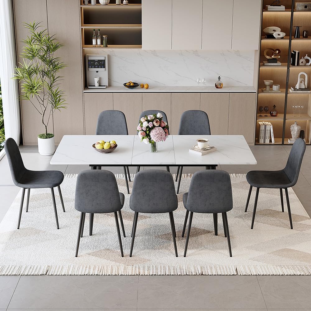 FURNITO Dining Table Set for 8, 59"-75" Extendable Dining Room Tabl...