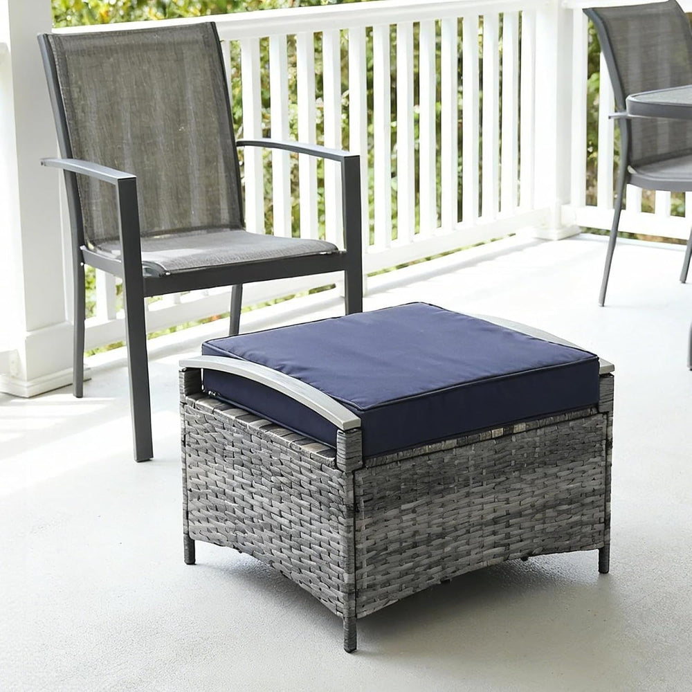 VINGLI 2 Pieces Outdoor Ottoman with Storage, Wicker Ottoman Patio Furniture ...