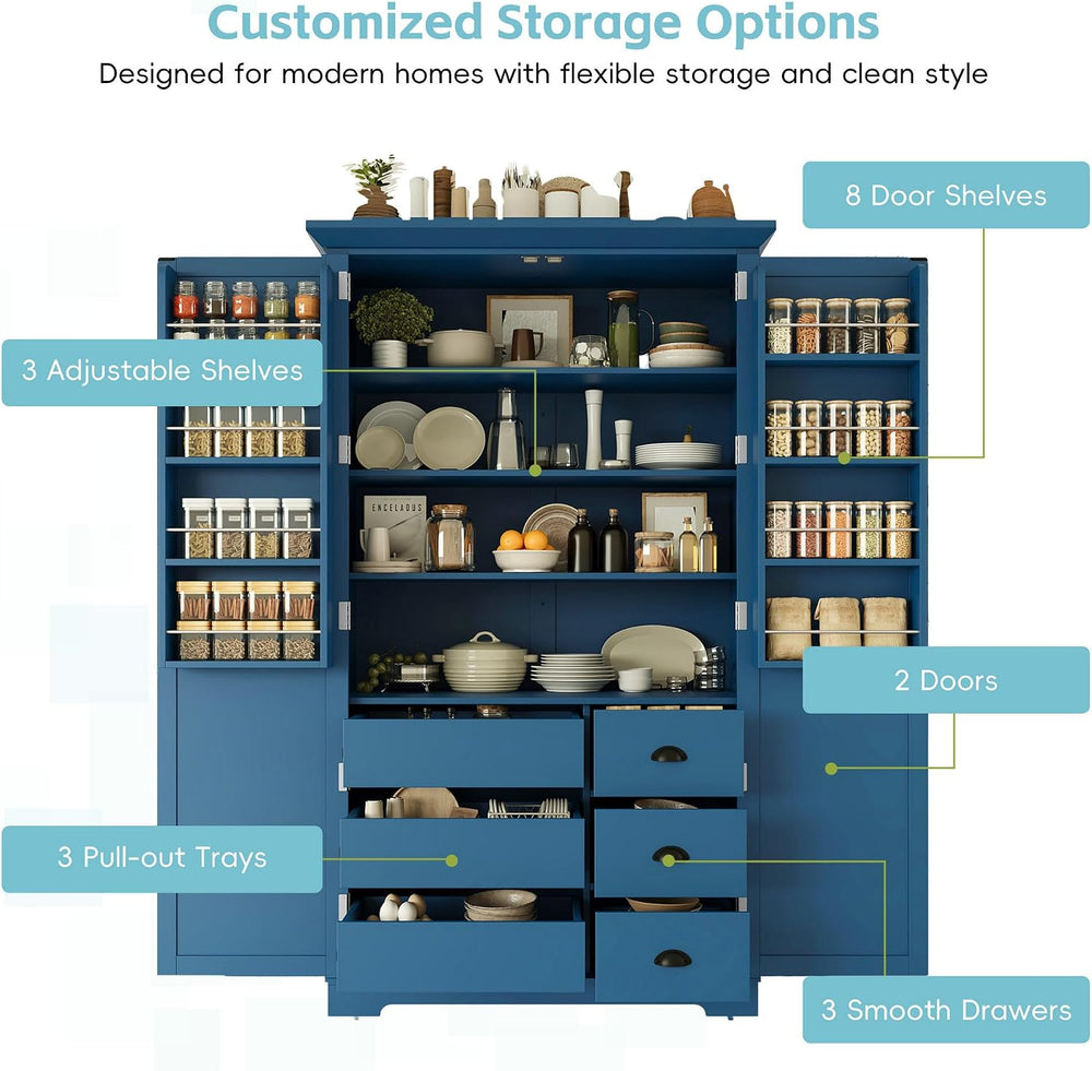 LUMISOL Kitchen Pantry with Drawers, 72" Tall Freestanding Cupboard Stor...