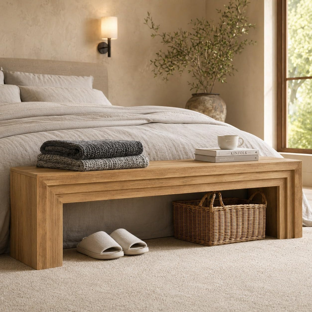 Tribesigns 71'' Extra Long Shoe Storage Bench,Mid-Century Modern Entr...