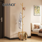 Coat Rack Freestanding Coat Stand with Basket 6 Hooks Wheels,Gold | Metal Coat Rack Stand Coat Tree for Home Entryway Bedroom Living Room Office Corner Modern Organizer for Scarf Jacket Hat Bag