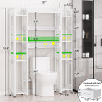 Over The Toilet Storage with 2 Drawers - 11 Tier Bathroom Organizer Freestanding Space Saver Storage Rack with Adjustable Shelf Above Toilet Stand with 4 Hooks for Restroom, Laundry, White