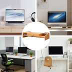 Desktop Computer Elevated Stand 48.8x20x10.5cm, Wooden Monitor Riser with Drawer, Organizer Shelf for Laptop, Printer, PC, TV Screen, Home, Dorm, Office