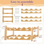 2 Pack Wine Racks, 2-Tire Bamboo Wine Rack, Wine Rack for Inside Cabinet 16 Bottles Wine Storage Holder Liquor Bottle Display Shelf Suitable for Bar,Home,Kitchen,Cellar Basement,Restaurant