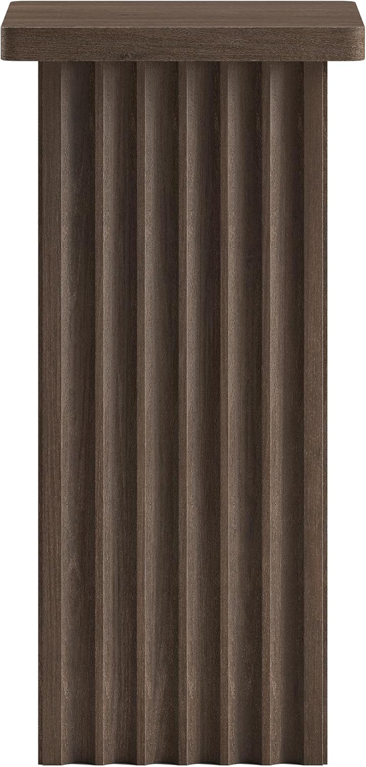 Henn&Hart 11" Fluted Modern Square End Table, Ribbed Side Table, Nig...
