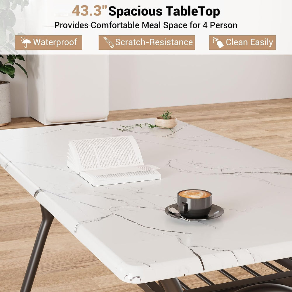 5-Piece Dining Table Set for 4, Modern Kitchen Table with 4 Boucle Chairs, Re...