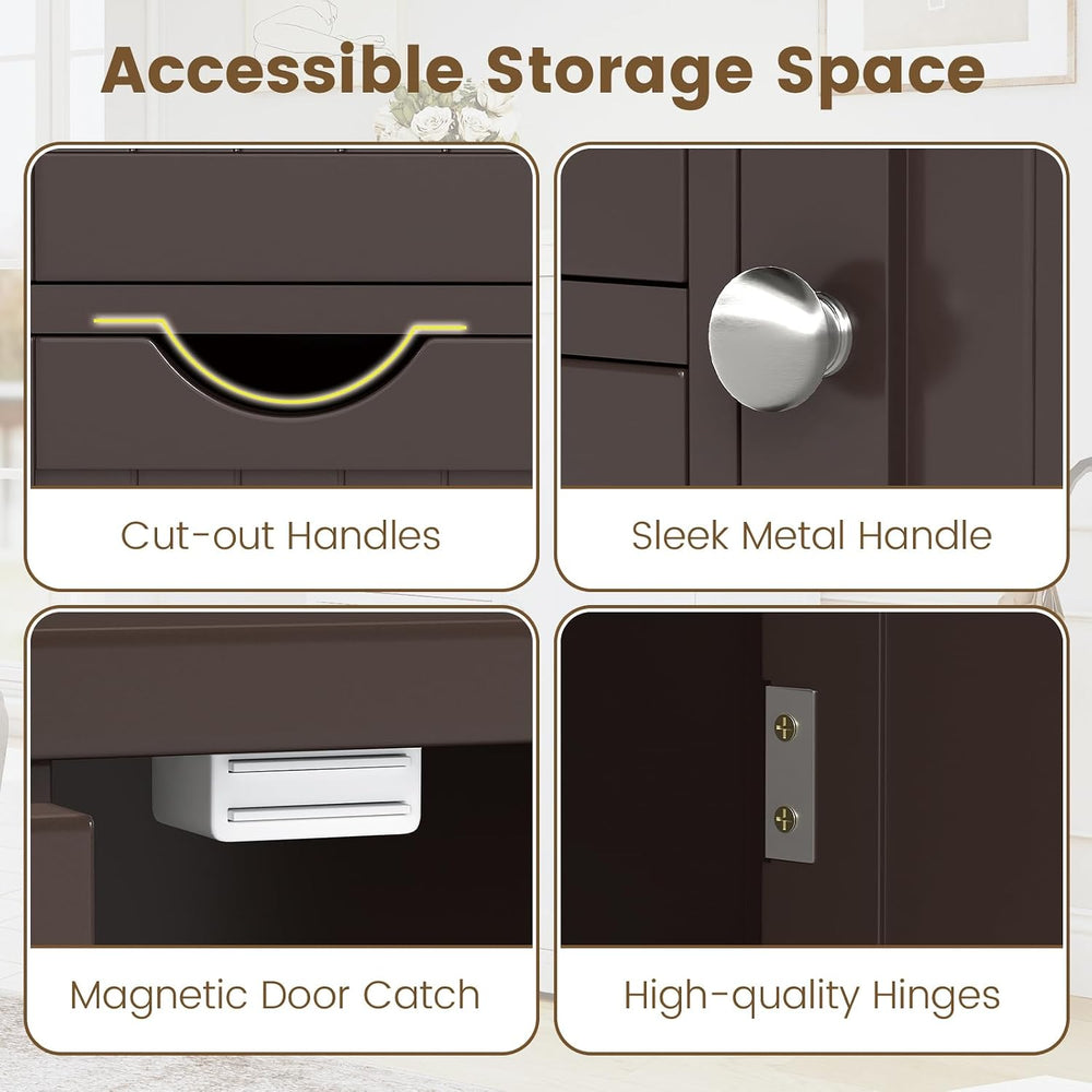 GLACER Bathroom Floor Cabinet, Multifunctional Storage Cabinet (Brown) | Wood...