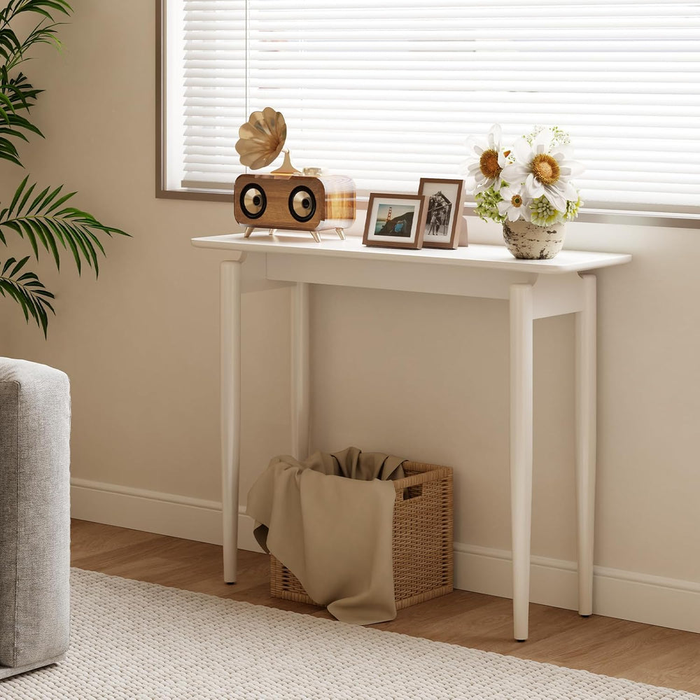 AQIMUELE Wood Console Table White Entryway Table, Thin Console Table, Sofa Ta...