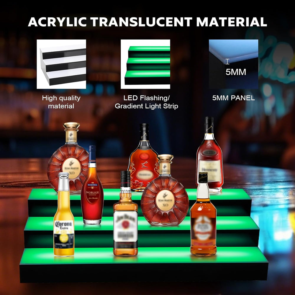 Dollate 3-Tier 24 Inch LED Liquor Bottle Display Shelf, Tabletop Wine Rack, 1...