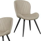 Nalupatio Dining Chairs Set of 6, Modern Dining Room Chairs Comfy Backrest Thick Upholstered Kitchen Chairs 19IN Height with Metal Legs Beige