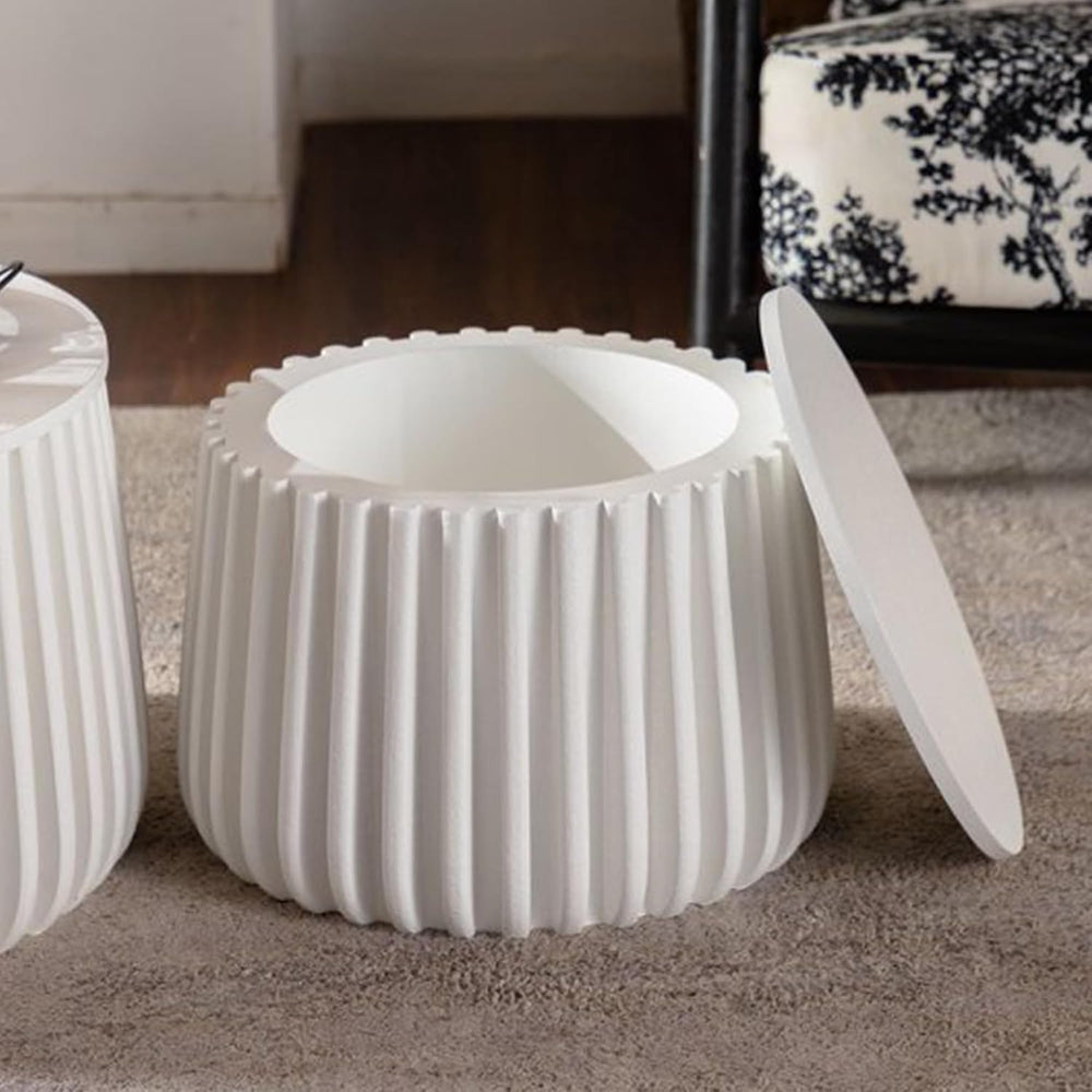 Geelife White Round Storage Table Set with Lift-Off Lid and Nesting Design | ...
