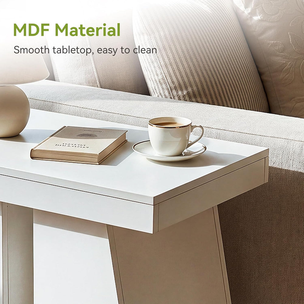 LITTLE TREE End Table for Couch, 24" Large Wooden End Table with Trapezo...