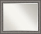 Amanti Art Grey Wall Mirror 27x33 Burnished Concrete Rectangle Bathroom Mirror for Wall Decor Living Room, Large Modern Contemporary Wood Frame, Hangs Horizonally and Vertically, Bathroom Decor