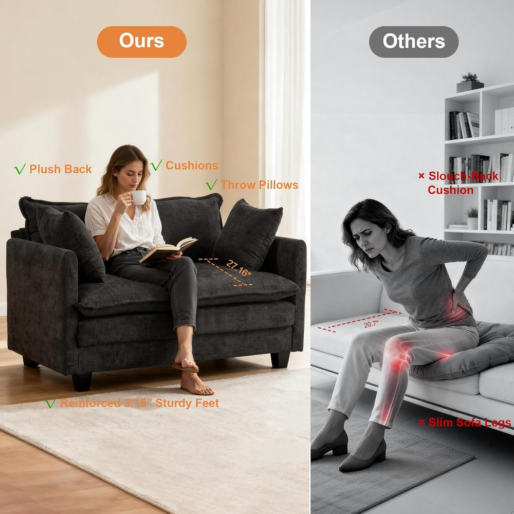 Loveseat Sofa Cloud Sofa Couch 50'', Modern Loveseats 2 Seat Couch 27...