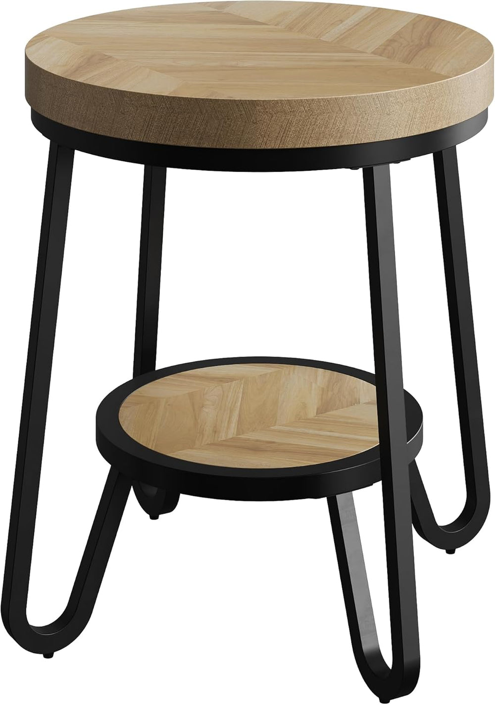 IRONCK Round Side Table, 2 Tier Industrial End Table with Storage Shelf, 19.7...