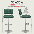 Bar Stools Set of 4 Upholstered Adjustable Counter Height Swivel Bar Stools Island Chairs with Back for Bar Kitchen Dining Room, Green