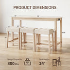 DUHOME 4 Piece Bar Table Set with Power Outlet，Dining Table Set | Industrial Breakfast Table with 3 Padded Stools Solid Wood Counter Height Bar Set for Living Room, Dining Room Natural