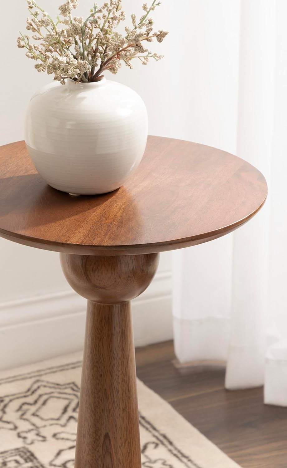 Kate and Laurel Jakob Modern Wooden Round Side Table; 12 x 24; Walnut Brown; ...