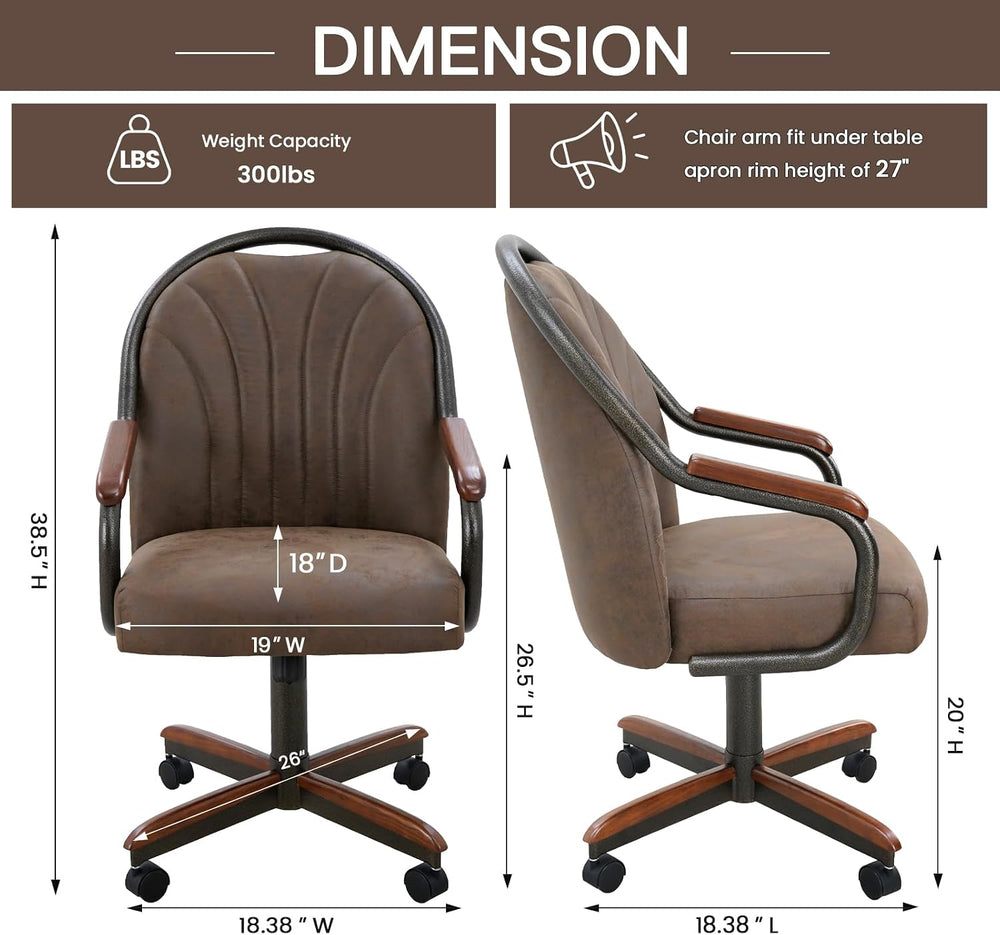 Chromcraft Douglas 4pc Swivel Kitchen Dining Chair - Fabric Mocha-Walnut | Pr...
