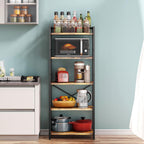 Denkee 5-Tier Bakers Rack for Kitchen with Storage, Industrial Microwave Stand Shelf, Coffee Bar for Small Spaces, Free Standing Kitchen Storage Shelf Rack, 23.7" L x 15.8" W x 60.3" H