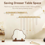 Wall Necklace Holder Hanging Jewelry Organizer 2 Pack Metal Necklace Organizer, Space-saving Jewelry Display for Necklaces & Earrings，Gold，Screws Included