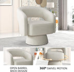 INZOY Swivel Barrel Chair with Velvet Fabric, Swivel Accent Chair with Thickened Soft Cushion, Comfy Round Swivel Chair for Living Room Bedroom, Beige