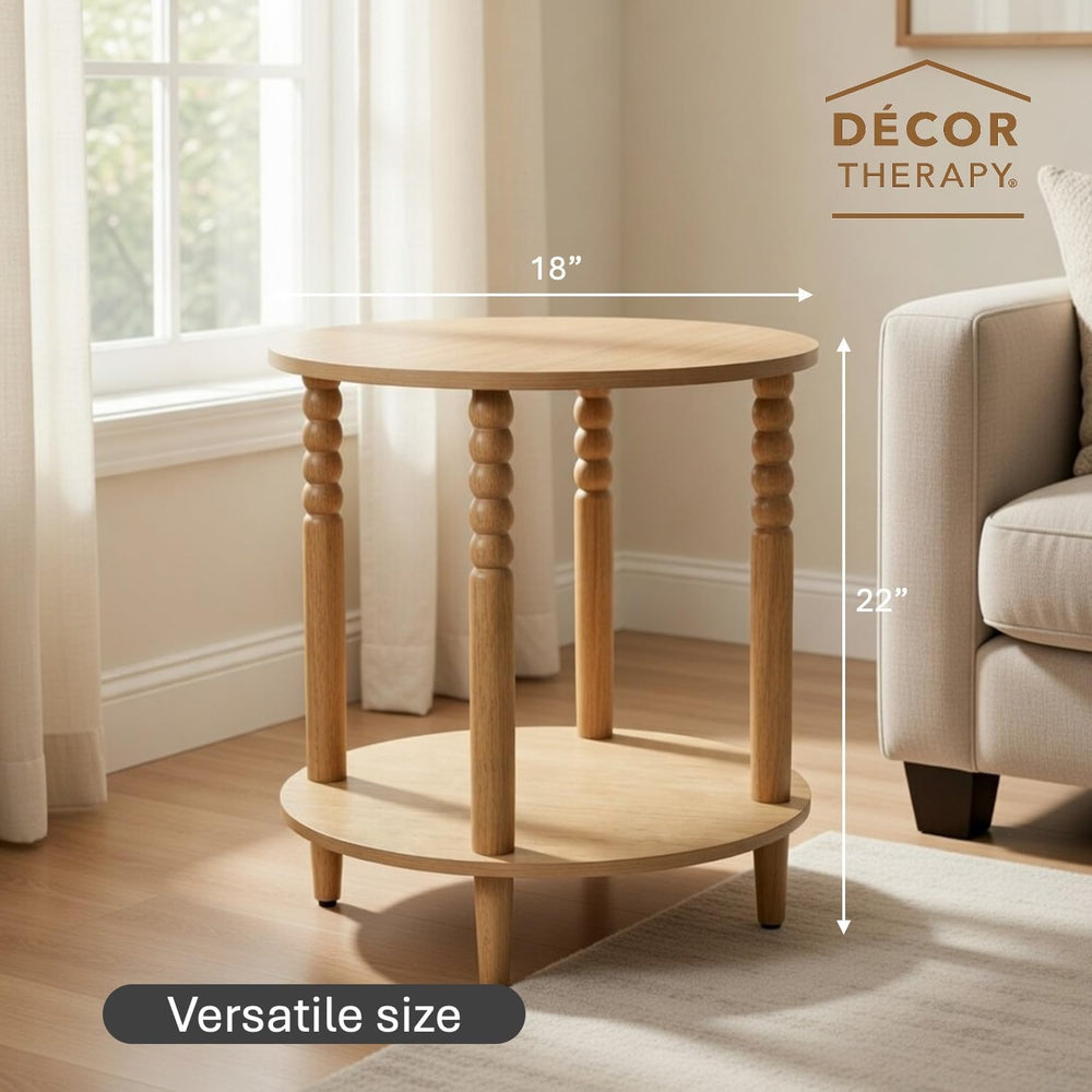 Decor Therapy Stafford Round Side Table, Seadrift Two-Tier Modern End Table w...