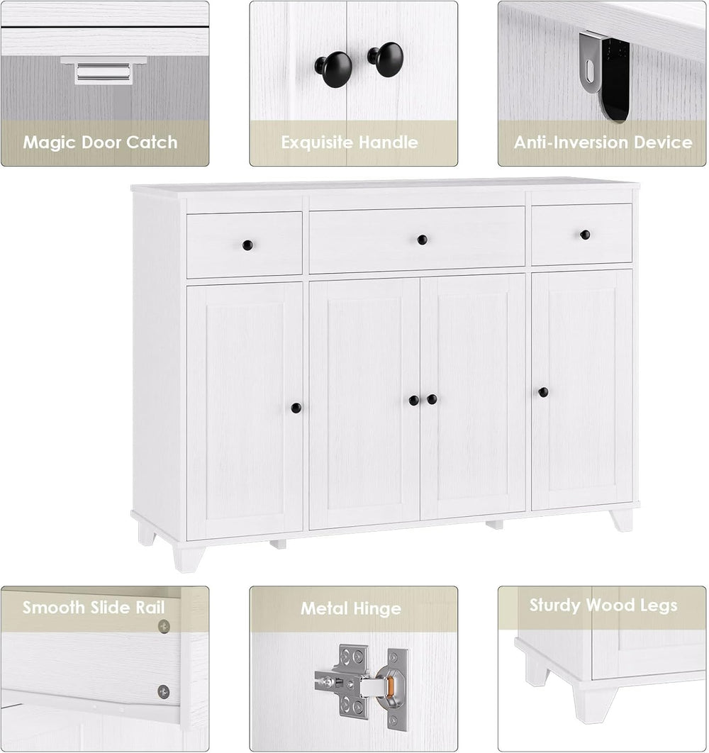 HIFIT White Buffet Cabinet with Storage, Sideboard for Kitchen, Dining Room
