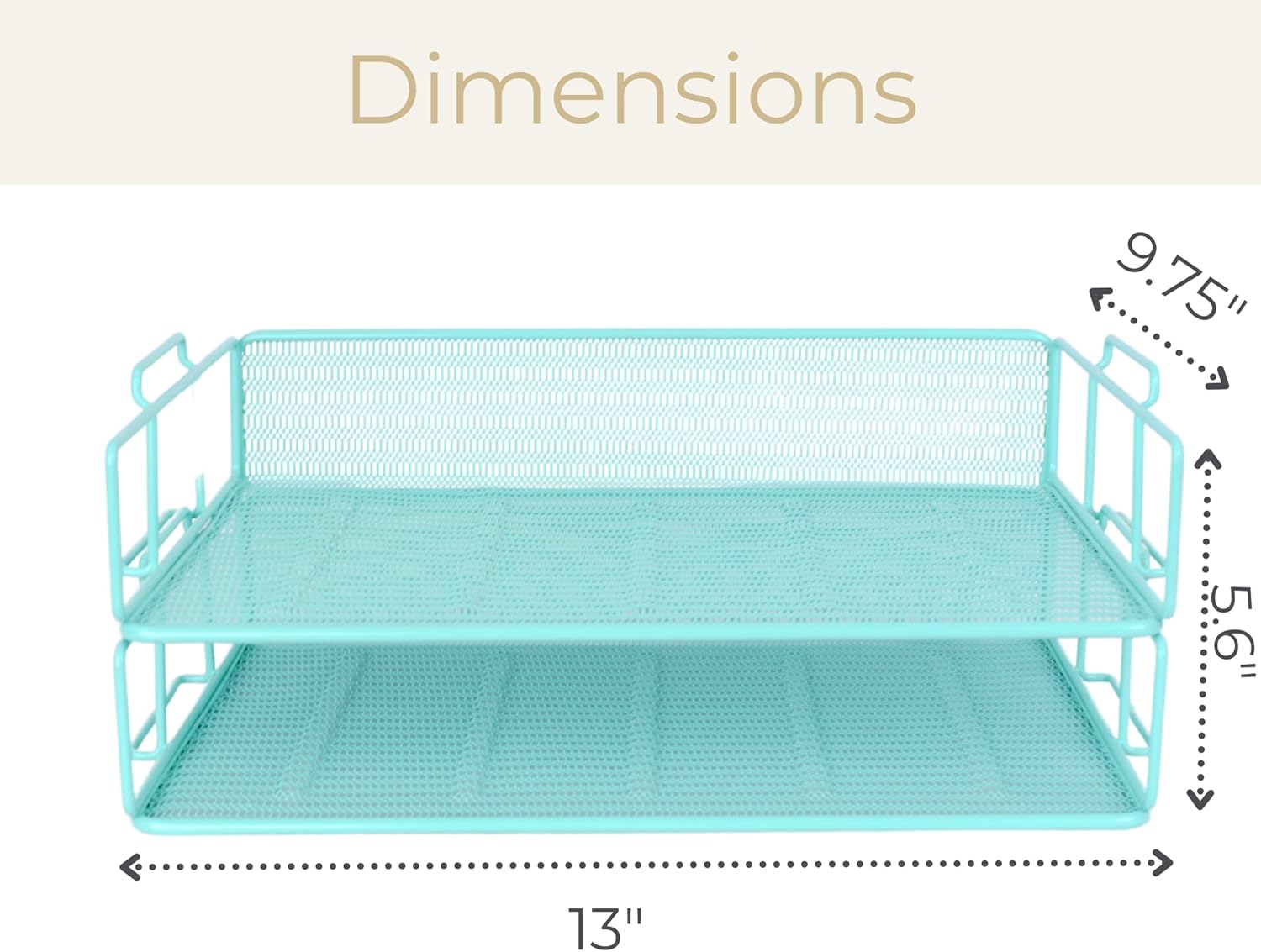 BLU MONACO Aqua Mesh Paper Tray Set of 2 | Stackable Letter Trays for Desk Storage | Metal Document Holder and File Organizer for Home, Office and School | 13” x 9.8” x 5.6” Workspace Organizer