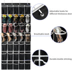 35 Pockets Over the Door Shoe Organizer, Hanging Shoe Organizer for Door with 35 Mesh Pockets Large Capacity Shoe Hanging Storage Bag with 4 Metal Hooks (Black-1Pack)