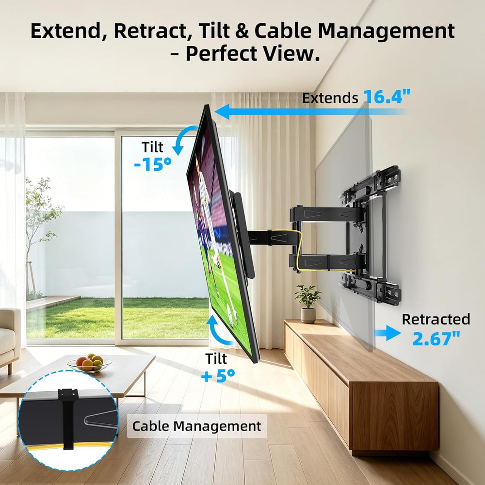 HOME VISION Full Motion Articulating TV Wall Mount for 37-90 Inch TVs up to 1...