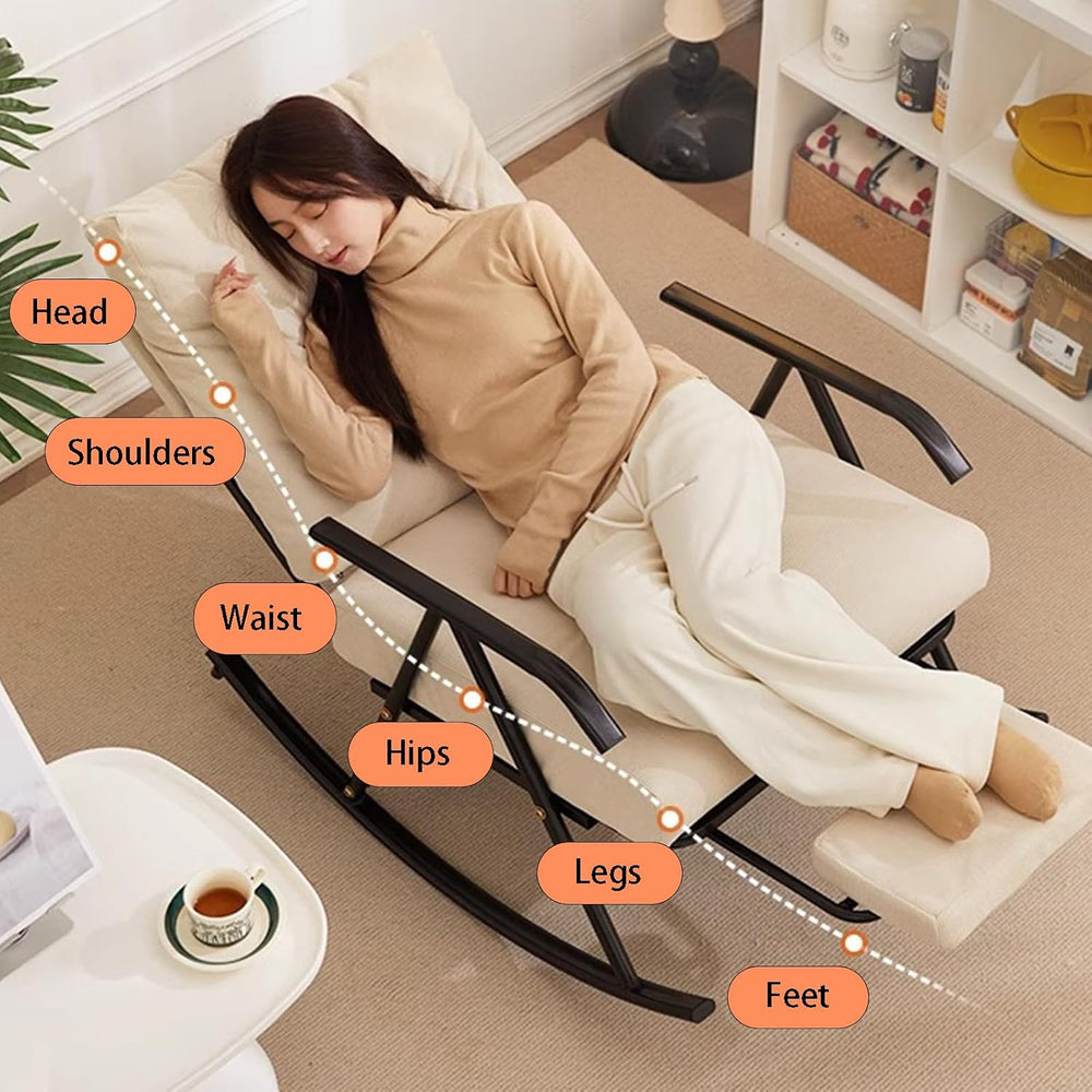 Single Rocking Chair with a Retractable footrest, Armchair with Adjustable ba...