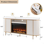 OKD Luxury 70" Fluted Fireplace TV Stand, Modern Chic Entertainment Center for TVs Up to 80 inches, TV Console with Faux Marble Top, Curved Profile Design, Media Console for Living Room, Off White