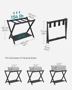 SONGMICS Luggage Racks for Guest Room, Set of 2, Suitcase Stand with Storage Shelf, Steel Frame, Foldable for Easy Storage, Hotel, Bedroom, Black URLR003B02