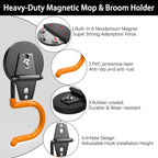 3-H Magnetic Mop Broom Holder and Mop Organizer 4 Pack, Heavy Duty Strong Utility Magnetic Tools Holde, Anti-Slip Strong Metal Garden Tool Rack for Garage, Laundry, Garden (Orange)