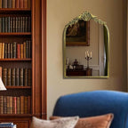 Retro Palace Style Mirror, Antique French Retro Arch Mirror, Suitable for Bathroom, Living Room, Bedroom, Fireplace, Corridor，Can be Used for Decoration
