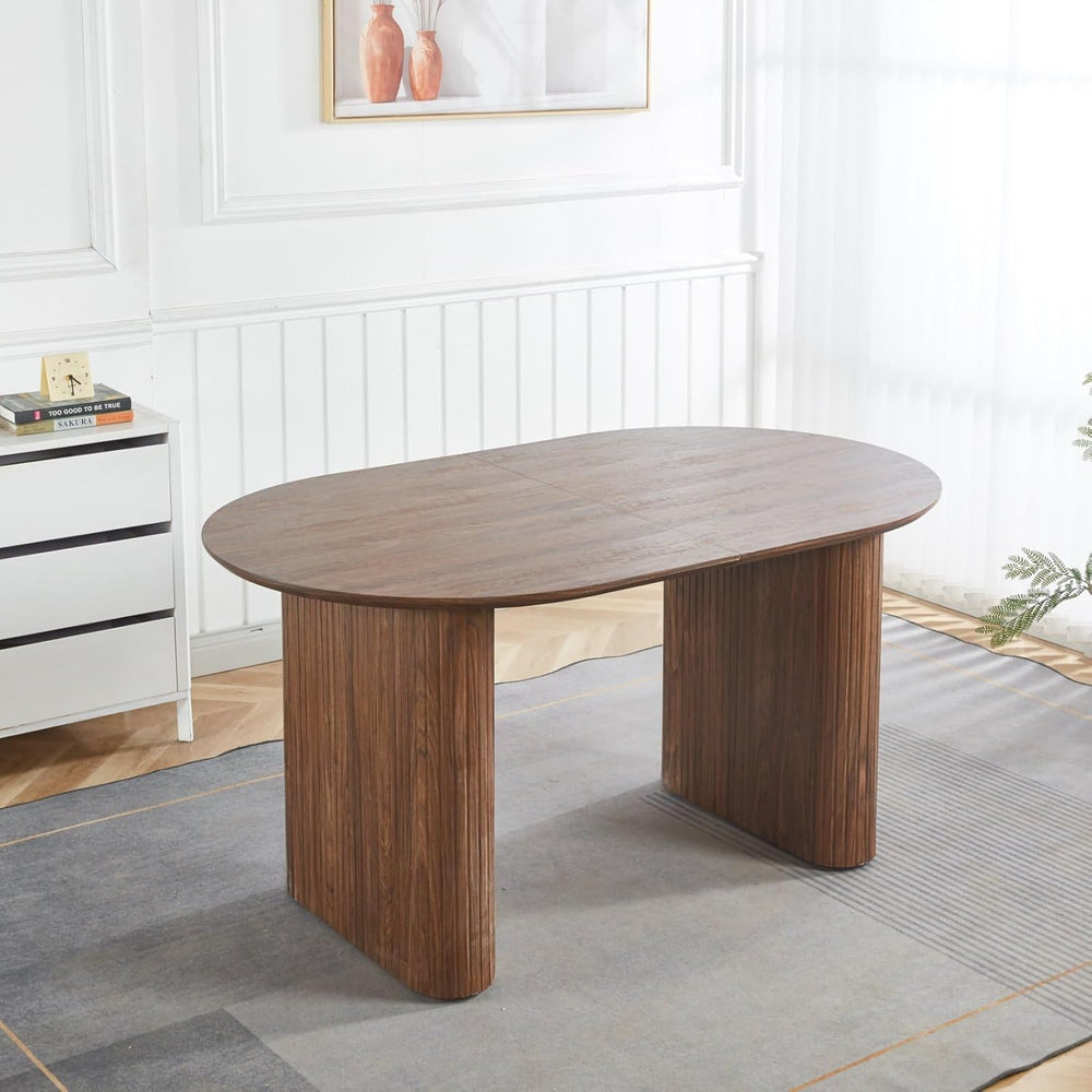 Expandable Dining Table,Wood Extendable Dining Room Kitchen Dinner Table, Lon...