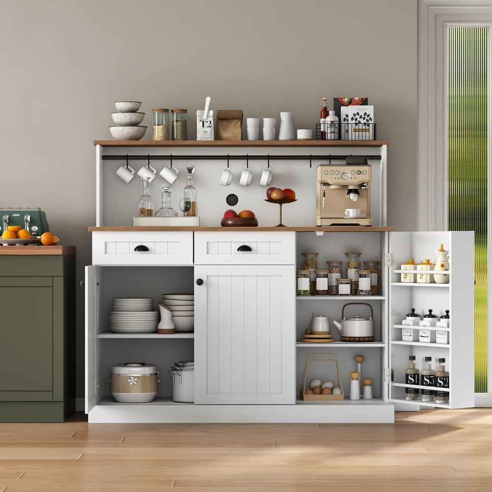 Gyfimoie Sideboard Buffet Cabinet with 2 Drawers, Farmhouse Kitchen Pantry wi...