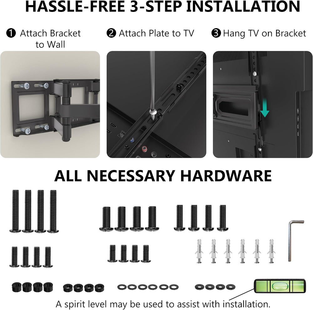 WALI Full Motion TV Wall Mount for 32–70 Inch TVs – Dual Articulating Mount w...
