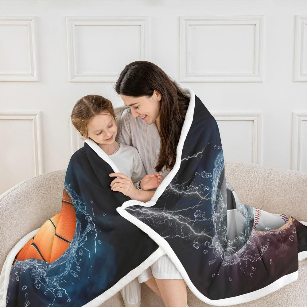 Erosebridal Sports Ball Sherpa Throw Blanket 40"x50"