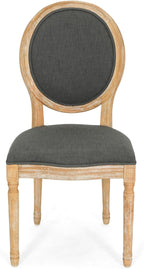 Christopher Knight Home Reed Upholstered Farmhouse Dining Chairs, (Set of 2), Dark Gray + Black Checkerboard + Natural