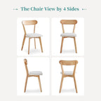Wood Louis Dining Chairs Set of 4 100% Natural Solid Wood Home Kitchen Upholstered Chairs with Curved Backrest and Soft Padded Seat