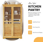Kitchen Pantry, Freestanding Kitchen Cupboard Versatile Display Cabinet Coffee Bar Storage Cabinet with Glass Doors and 4 Built-in Drawers for Living Room, Home Office