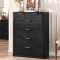LEYAOYAO Fluted 6 Drawers Dresser for Bedroom, 42" Tall Modern Chest of Drawers with Metal Handle, Curved Profile Design,Black Wood Drawer Organizer for Bedroom, Living Room, Hallway, Entryway