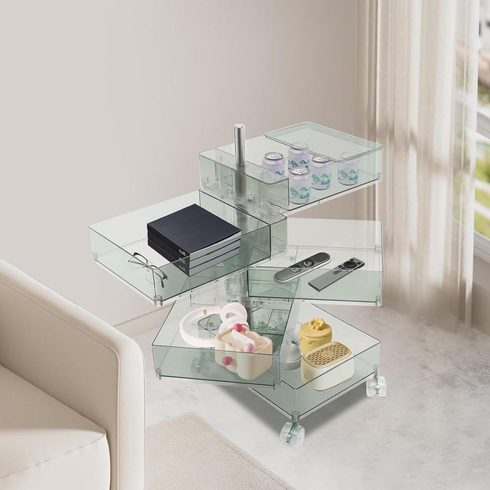 Bacocoo 360° Rotation Storage Cabinet, 5 Storey Movable Bedside Table with 4 ...