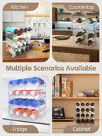 Water Bottle Organizer - 4 Pack Clear Stackable Bottle Storage Rack and Wine Rack for Stanley Yeti Bottle and Other Tumbler Organizer for Kitchen Cabinets, 4 Tier Hold 16