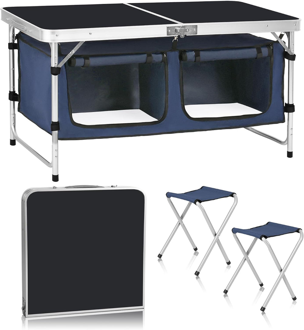 Camp Field Folding Camping Table, Lightweight Aluminum, Adjustable Legs